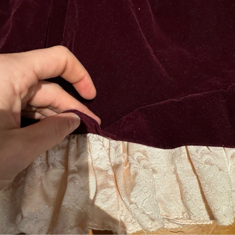 Christmas Dress Jo Lene Burgundy Red Velour with Lace Trim 3T Formal baby infant - Picture 10 of 11
